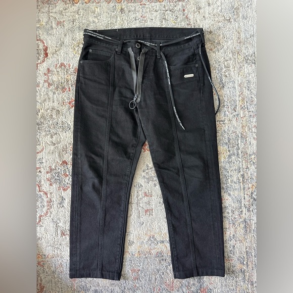 Off-White c/o Virgil AblohMen's Black Coulisse Jeans. Size 33